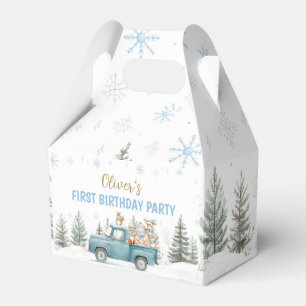 Winter Onederland Woodland Animals Birthday Favor Box