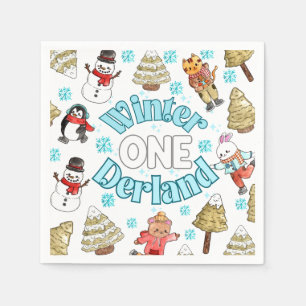Winter onederland woodland party Paper Napkin