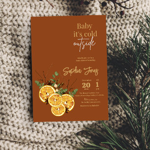 Winter orange slices dried baby shower invitation