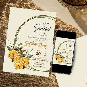 Winter orange slices dried citrus baby shower invitation