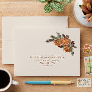 Winter Orange Slices Dried Citrus Cinnamon Wedding Envelope