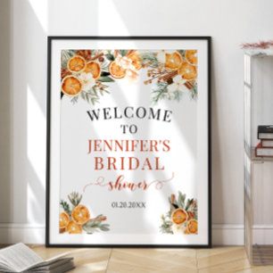 Winter oranges Christmas bridal shower welcome Poster