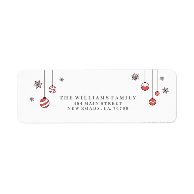 Winter Ornaments Christmas Address Labels (Front)