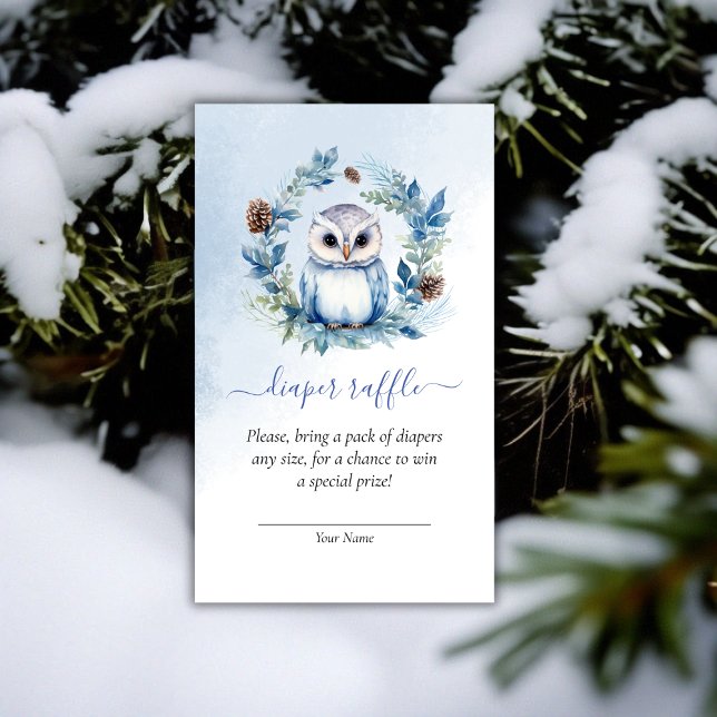 Winter Owl Baby Shower Diaper Raffle Enclosure Card (Winter Owl Baby Shower Diaper Raffle Enclosure Card)