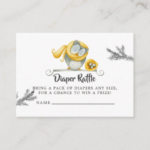 Winter Owl Christmas Baby Shower Diaper Raffle Enclosure Card