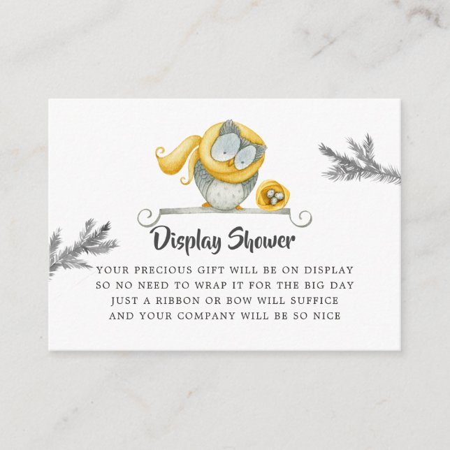 Winter Owl Christmas Baby Shower Display Shower Enclosure Card (Front)