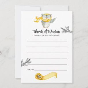 Winter Owl Christmas Baby Shower Mom Advice Card