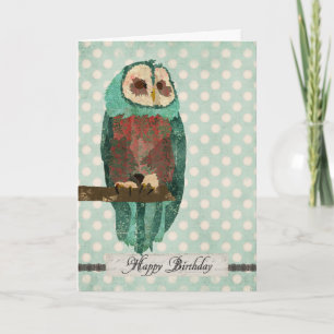 Winter Owl Polkadot Birthday Card