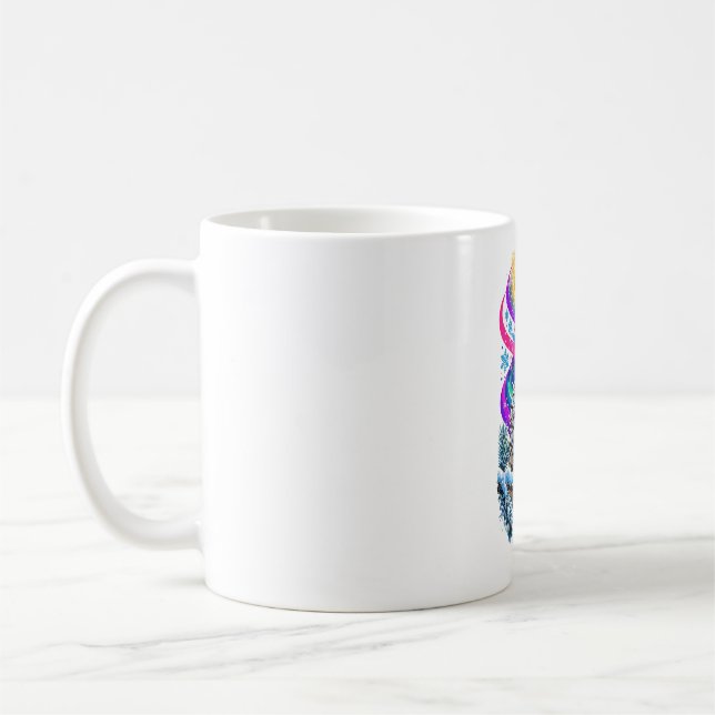 Winter Owl Snowfall Art Coffee Mug (Left)