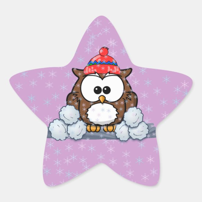 winter owl star sticker (Front)