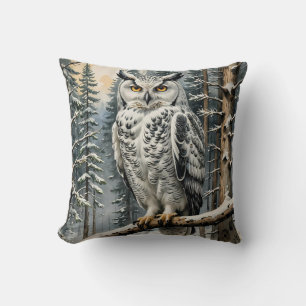 Winter Owl Throw Pillow