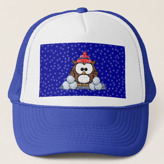 winter owl trucker hat (Front)
