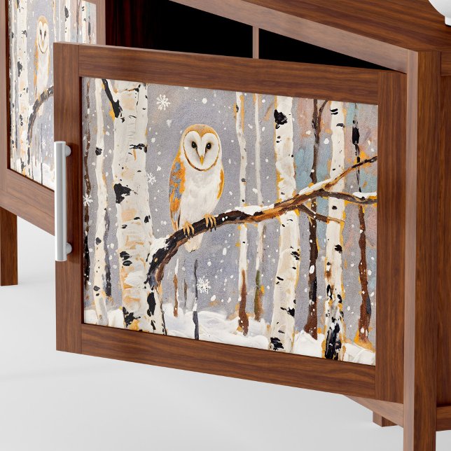 Winter Owl Wall Art Poster Or Decoupage Paper (This is a mockup, your design may appear larger/smaller depending on what size you purchase.)