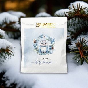 Winter Owl Watercolor Baby Shower Favour Bag