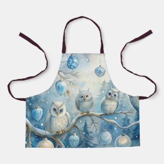 Winter Owls Christmas Apron