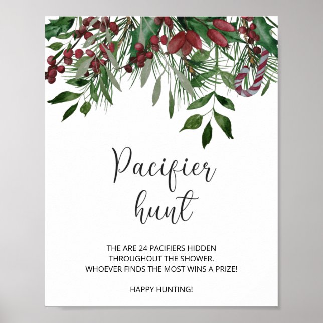 Winter Pacifier Hunt Sign. Find The Pacifier Game Poster (Front)