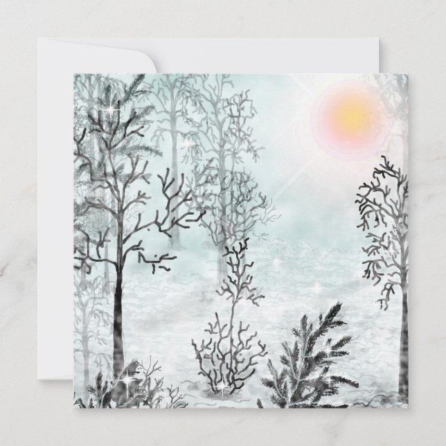 Winter painting, Christmas, winter, watercolor Invitation (Front)