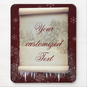 Winter Parchment Illustration Mouse Pad