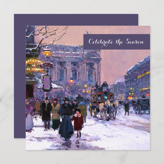 Winter Parisian Scene Holiday Party  Invitation (Front/Back)