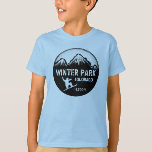 Winter Park Colorado blue boys snowboard art tee