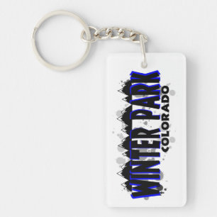 Winter Park Colorado blue paint splats keychain