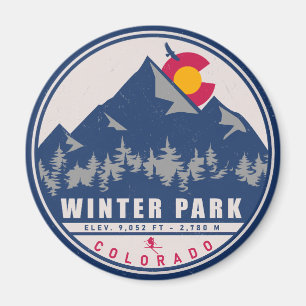 Winter Park Colorado Retro Sunset Souvenirs 80s Magnet