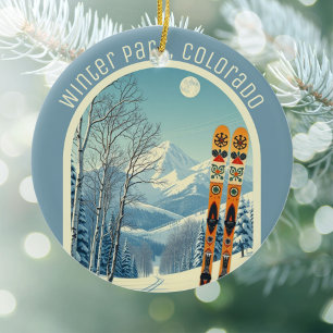Winter Park Colorado Rocky Mountains ski Ceramic Ornament