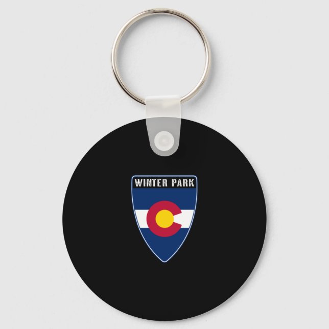 Winter Park Colorado Shield Keychain (Front)