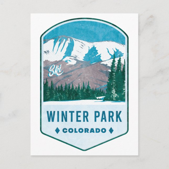 Winter Park Colorado Ski Badge Postcard (Front)