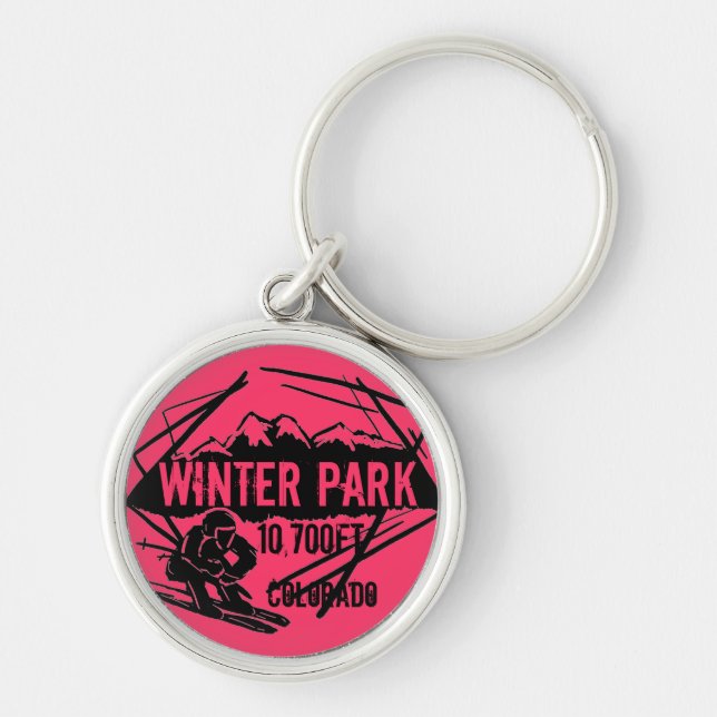 Winter Park Colorado ski elevation logo keychain (Front)