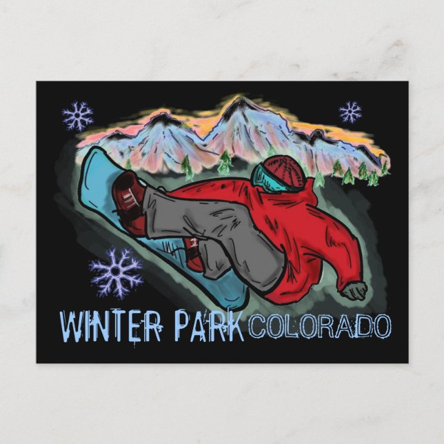 Winter Park Colorado snowboarder shred postcard (Front)