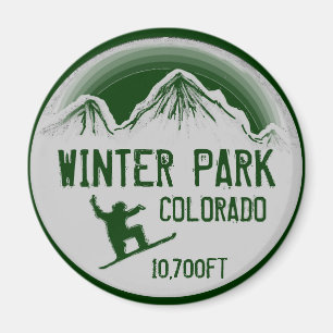 Winter Park Colorado vert snowboard aimant art
