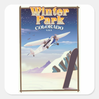 Winter Park colorado vintage travel poster Square Sticker