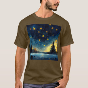 Winter Park Moonlight Starry Night van Gogh Inspir T-Shirt