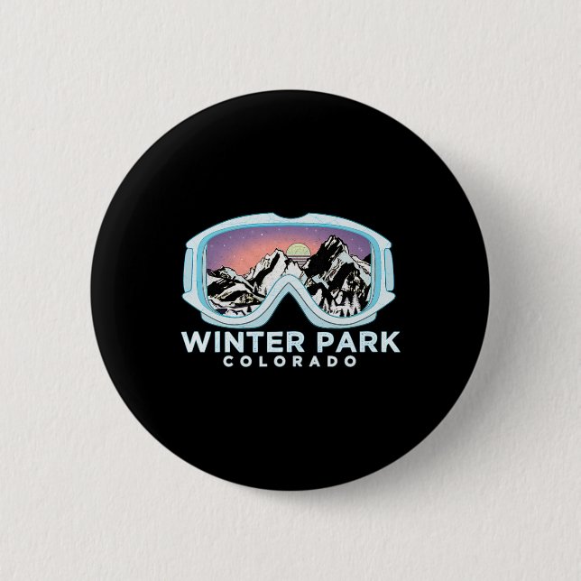Winter Park Ski Design Winter Park, Co Skiing Snow 2 Inch Round Button (Front)