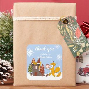 Winter party Christmas Fox Wild animal gift Square Sticker