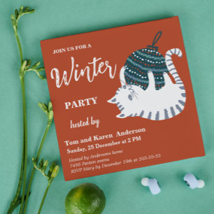 Winter Party Christmas Toy Cat Invitation