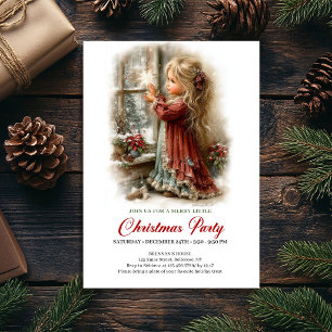 Winter Party Invitation Cute Girl Winter Scene Art