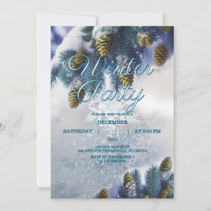 Winter Party Invitation, Snowy Celebration Holiday Card