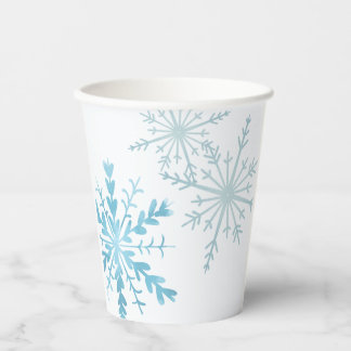 Winter Party Watercolor Snowflake Light Blue Paper Cups