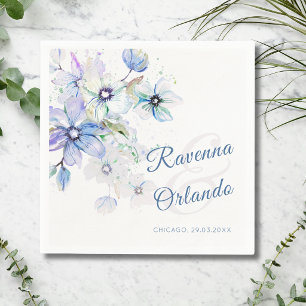 Winter Pastel Floral Botanical Romance Art Wedding Napkin
