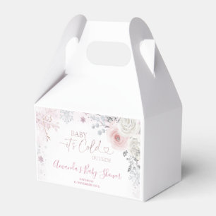 Winter Pastel Pink Snowflake Sleigh Baby Shower Favor Box