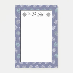 Winter Pattern Blue and White Snowflake To Do List Post-it Notes