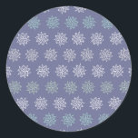 Winter Pattern Blue and White Snowflakes Classic Round Sticker<br><div class="desc">Personalize this sticker with your return address or Christmas wish. You can add shapes,  icons and text.</div>