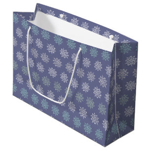 Winter Pattern Blue and White Snowflakes Large Gift Bag