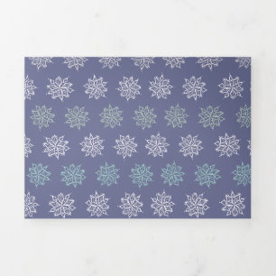Winter Pattern Blue and White Snowflakes Tri-Fold Holiday Card