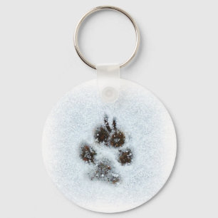 Winter Paw Print Keychain