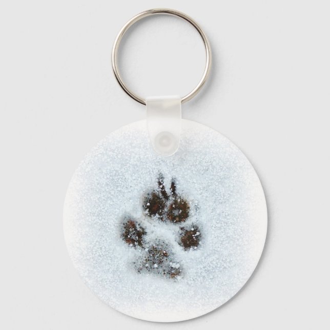Winter Paw Print Keychain (Front)