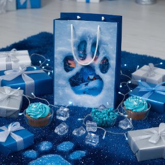 Winter Paw Print Tote Bag 