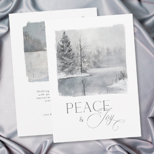 Winter Peace and Joy Watercolor Holiday Card